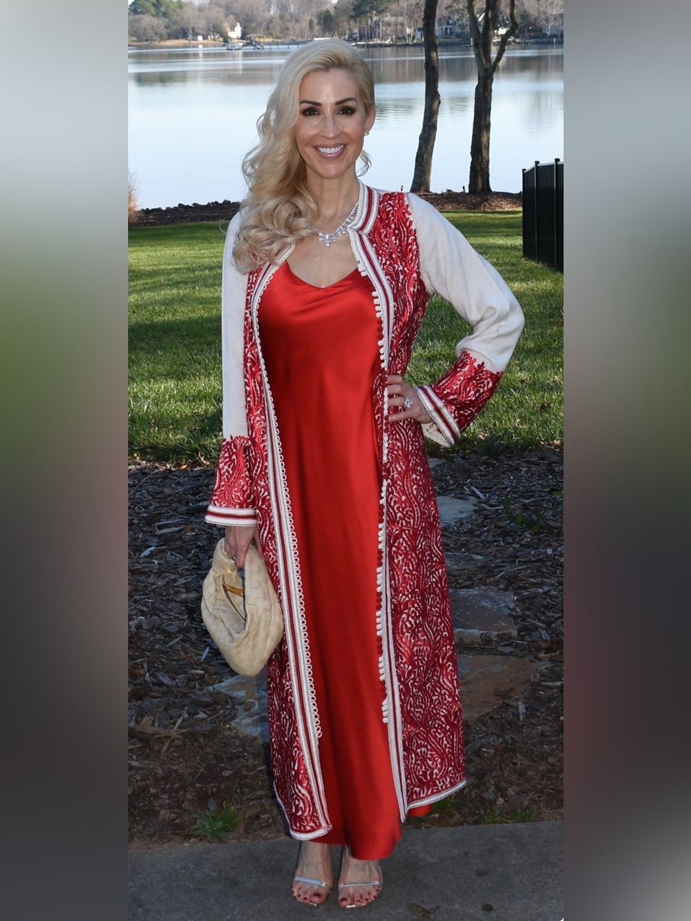 Red Moroccan Stitched Kaftan
Size  36 or USA XS